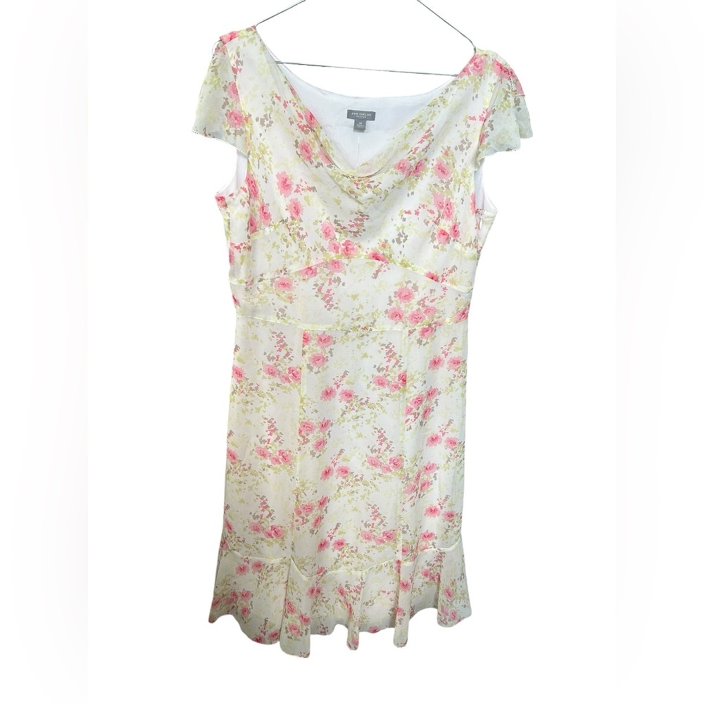 Ann Klein 100% Silk Floral Dress Sz 8P